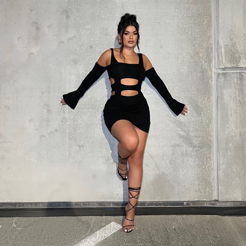 Black Cut Out Mini Dress